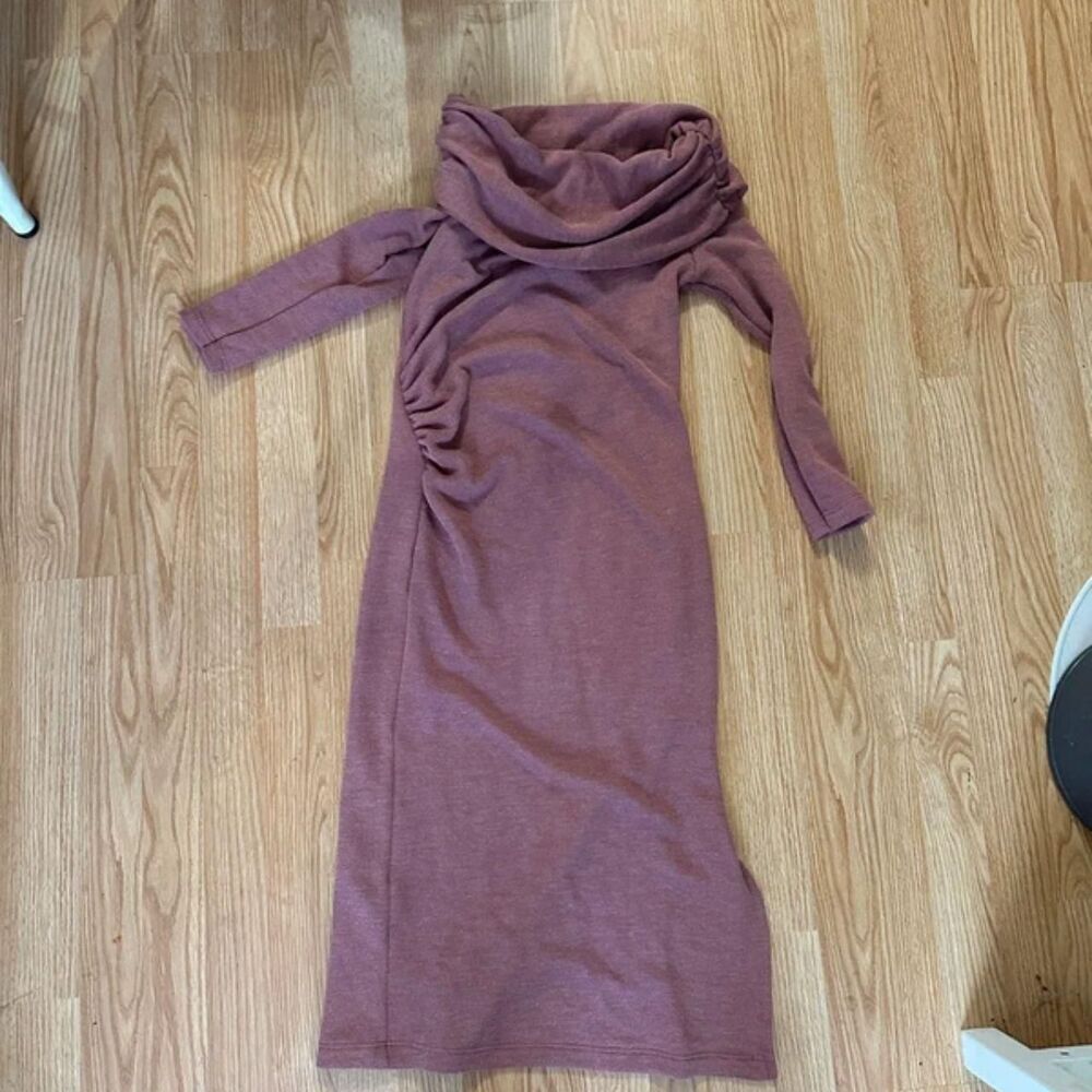 Topshop Women's Mauve Midi Sweater Dress Cowl Neck Size 2